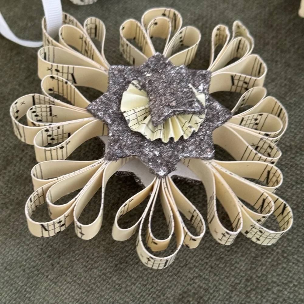 3/ Vintage Pottery Barn Glittered Paper Ornament